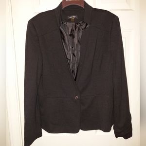 Nine West One Button Black Blazer Shoulder Pads Size 14